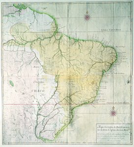 Mapa Brazylii, 1749 (rycina kolorowa)